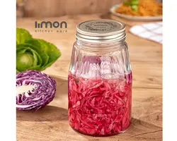 بانکه شیشه ای درب استیل سایز 2 لیمون