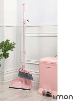 ست جارو و خاک انداز دسته بلند نارین لیمون