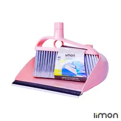 ست جارو و خاک انداز دسته بلند نارین لیمون