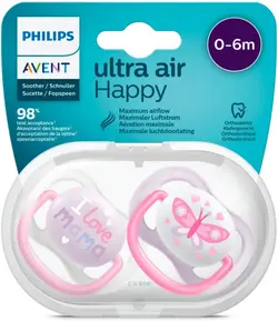 پستانک اولترا ایر اونت 0 تا 6 ماهگی Avent بسته ۲ عددی