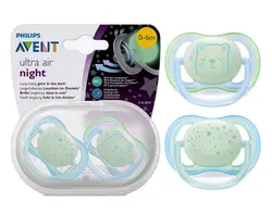 پستانک اولترا ایر اونت 0 تا 6 ماه Avent شب تاب Avent بسته دو عددی