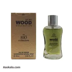 عطر جیبی مردانه ریو کالکشن وود قهوه ای De Rio Wood Collection حجم 20 میل