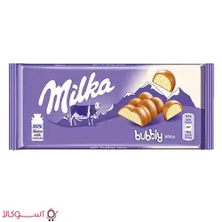شکلات شیری میلکا مدل bubbly white بسته 100 گرمی