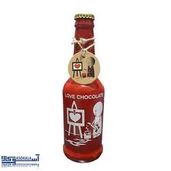 بطری شکلات ولنتاین قرمز و سفید طرح love chocolate وزن 400 گرم