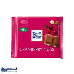 شکلات فندق و کشمش ریتر اسپرت مدل cranberry nuss وزن 100 گرم