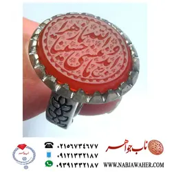 انگشترعقیق سرخ ابد والله ما ننسی حسینا حکاکی ربیع رکاب نقره دستسازhg