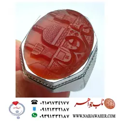 انگشترنفیس حکاکی سه بعدی نام و گنبد و گلدسته حرم حضرت رقیه بنت الحسین علیها السلام ورکاب فاخر وحید امامی