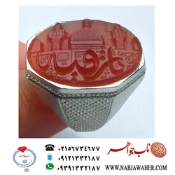 انگشترنفیس حکاکی سه بعدی نام و گنبد و گلدسته حرم حضرت رقیه بنت الحسین علیها السلام ورکاب فاخر وحید امامی