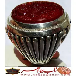 انگشترعقیق سرخ پاک یمنی یا حسین مظلوم و کف العباس
