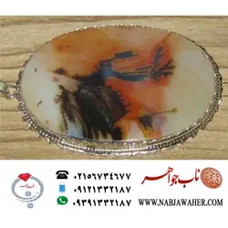 گردن آویز عقیق شجر قرمز با شکل طبیعی عروس  کد 4003