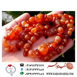 گردن اویز بلند 109 دانه عقیق کهنه یمنی
