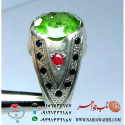 انگشتر 21 نگین زبرجد و زمرد و یاقوت کد 5062
