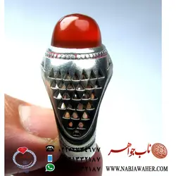 انگشتر عقیق سرخ آب دار یمنی  کد 5501