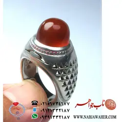 انگشتر عقیق سرخ آب دار یمنی  کد 5501