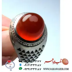 انگشتر عقیق سرخ آب دار یمنی  کد 5501