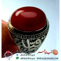 انگشتر عقیق سرخ و رکاب قلمزنی دستگاهی کد 5251