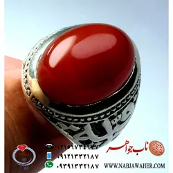 انگشتر عقیق سرخ و رکاب قلمزنی دستگاهی کد 5251
