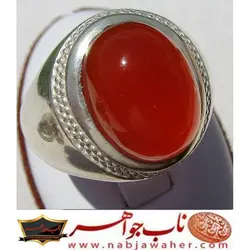 انگشتر عقیق سرخ یمانی و رکاب محمد کد 5486