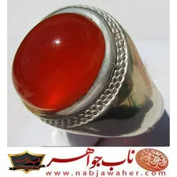 انگشتر عقیق سرخ یمانی و رکاب محمد کد 5486