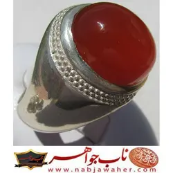 انگشتر عقیق سرخ یمانی و رکاب محمد کد 5486