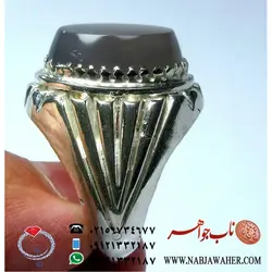انگشتر عقیق کبود یمنی و تراش تخت کد1040