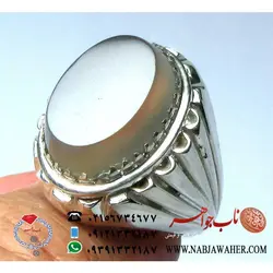 انگشتر عقیق کبود یمنی و تراش تخت کد1040