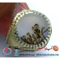 انگشتر فاخر عقیق شجر سفید کد 412