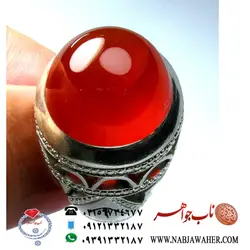 عقیق یمانی سرخ  با رکاب شمس کد 1081
