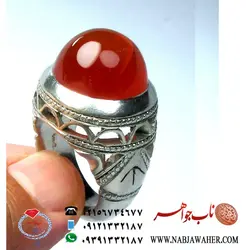 عقیق یمانی سرخ  با رکاب شمس کد 1081