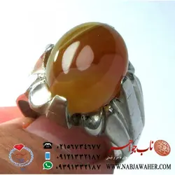 انگشتر عقیق سلیمانی و رکاب چهار چنگ کد 1753