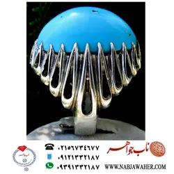 انگشترفیروزه درشت طبع دار تراش دامله کله اسبی و رکاب نقره اشکی طهران