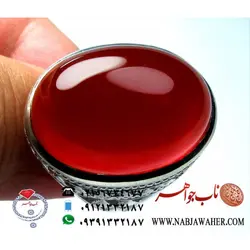 انگشتر درشت عقیق سرخ دامله و رکاب شمس