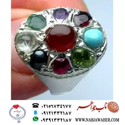 انگشترجواهری زنانه و دخترانه 9 نگین شیک و رکاب نقره