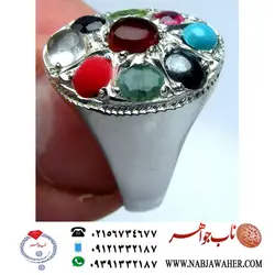 انگشترجواهری زنانه و دخترانه 9 نگین شیک و رکاب نقره