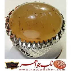 انگشترفاخر عقیق رگه دار سلطانی دامله زرد