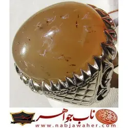 انگشترفاخر عقیق رگه دار سلطانی دامله زرد