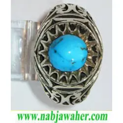 انگشتر اعلاء فیروزه نیشابوری عجمی با رگه های ریز شجری کد 1390
