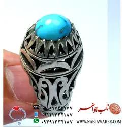 انگشتر اعلاء فیروزه نیشابوری عجمی با رگه های ریز شجری کد 1390