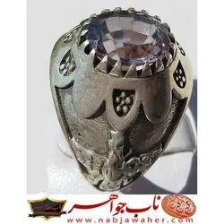 انگشتر جواهرکنزایت بنفش با رگه های آبی رنگ تراش الماسی