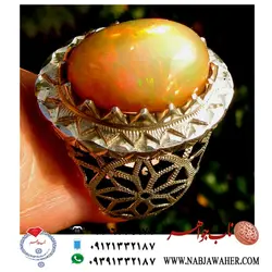 انگشترفاخر اوپال طبیعی بسیار الوان و با تلئلو  رکاب دست سازعدنان