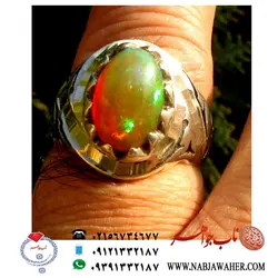 انگشترفاخر اوپال طبیعی بسیار الوان و با تلئلو رکاب دست سازمغان