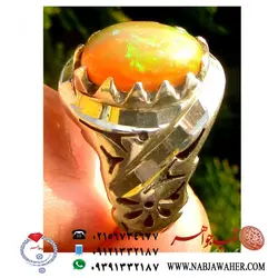 انگشترفاخر اوپال طبیعی بسیار الوان و با تلئلو رکاب دست سازمغان