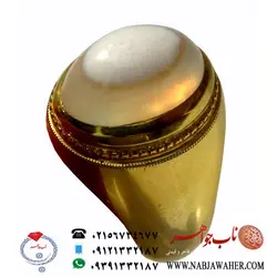 انگشتر عقیق فاخر سلیمانی و رکاب فیلی نقره و روکش طلا کد 5423