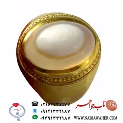 انگشتر عقیق فاخر سلیمانی و رکاب فیلی نقره و روکش طلا کد 5423