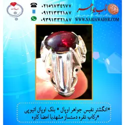 انگشتراوپال معدنی سیاه(بلک اوپال) اصیل اتیوپی و  تلالو رنگ عالی تراش دامله و رکاب نقره دست ساز