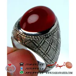 انگشترفاخر و نفیس عقیق سرخ کبدی کهنه و ابدار یمنی با رکاب فدیوم رولکسی ممتاز تهران F کرد