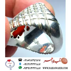 انگشترفاخر و نفیس عقیق سرخ یمنی حکاکی صلوات خط العبد