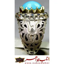انگشترنفیس فیروزه پاک نیشابوری عجمی رنگ محک  دارای شناسنامه بین المللی