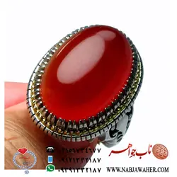 انگشترنفیس عقیق سرخ پاک دامله ابدار کهنه یمنی و رکاب فاخر عقربی طلا فدیوم چنگ خودنویسی استاد مهدی انوار