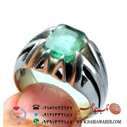 انگشترجواهری-مردانه نقره زمرد ممتاز کلمبیا و رکاب فاخرتهران امینی